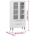 vidaXL MOLDE fehér tömör fenyőfa vitrin szekrény 90 x 35 x 175 cm