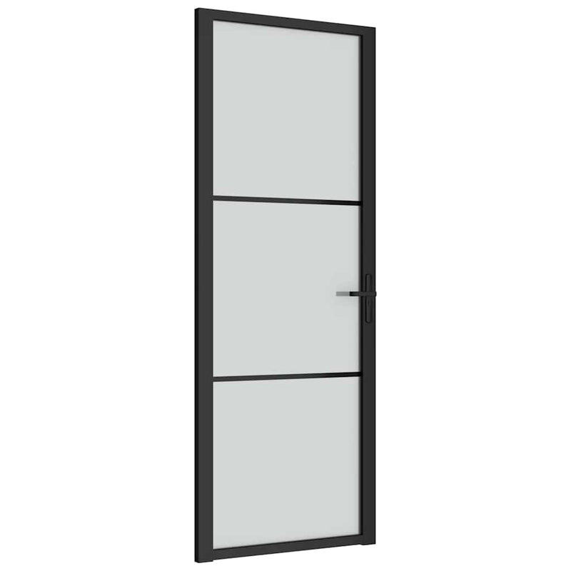vidaXL fekete matt üveg és alumínium beltéri ajtó 76 x 201,5 cm