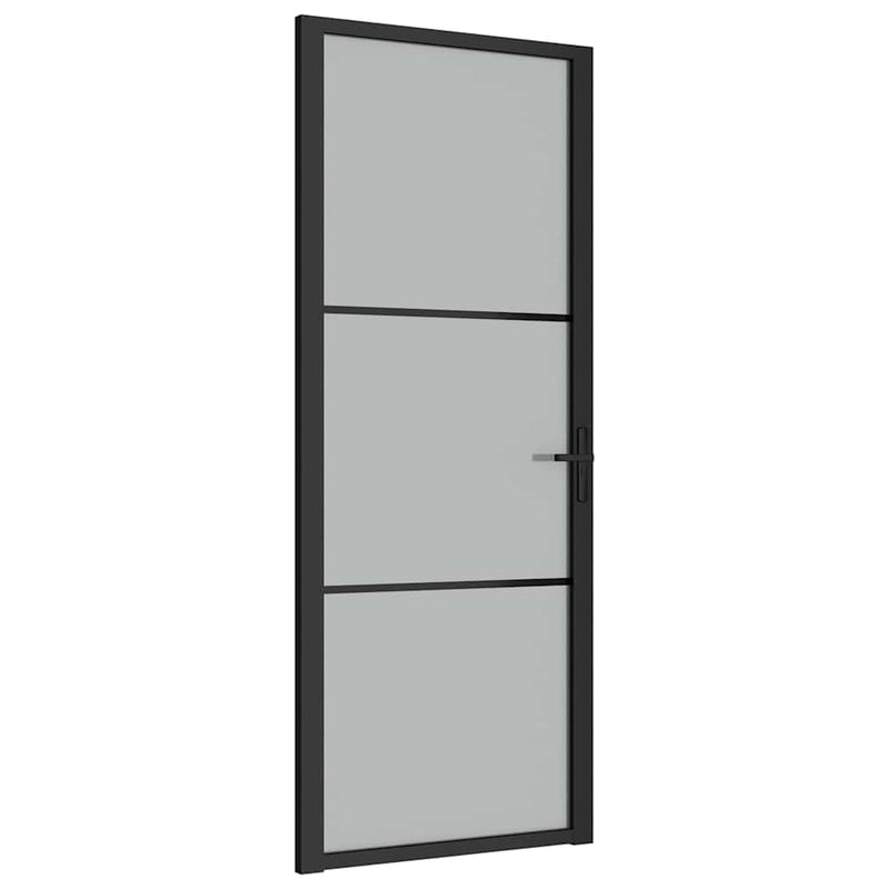 vidaXL fekete matt üveg és alumínium beltéri ajtó 83 x 201,5 cm