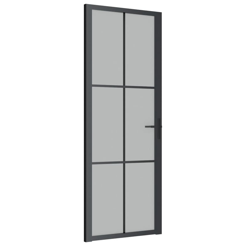 vidaXL fekete matt üveg és alumínium beltéri ajtó 76 x 201,5 cm