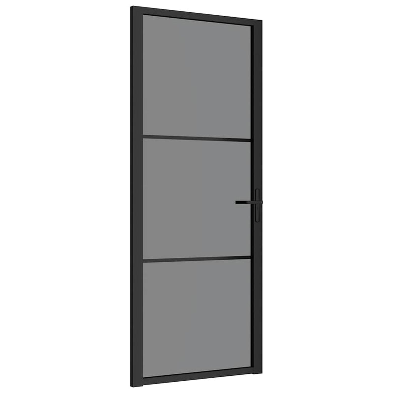 vidaXL fekete ESG üveg és alumínium beltéri ajtó 83 x 201,5 cm