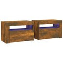vidaXL 2 db füstös tölgy színű éjjeliszekrény LED-ekkel 60x35x40 cm
