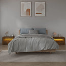 vidaXL 2 db füstös tölgy színű éjjeliszekrény LED-ekkel 60x35x40 cm