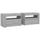 vidaXL 2 db szürke sonoma színű éjjeliszekrény LED-ekkel 60x35x40 cm