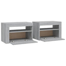 vidaXL 2 db szürke sonoma színű éjjeliszekrény LED-ekkel 60x35x40 cm