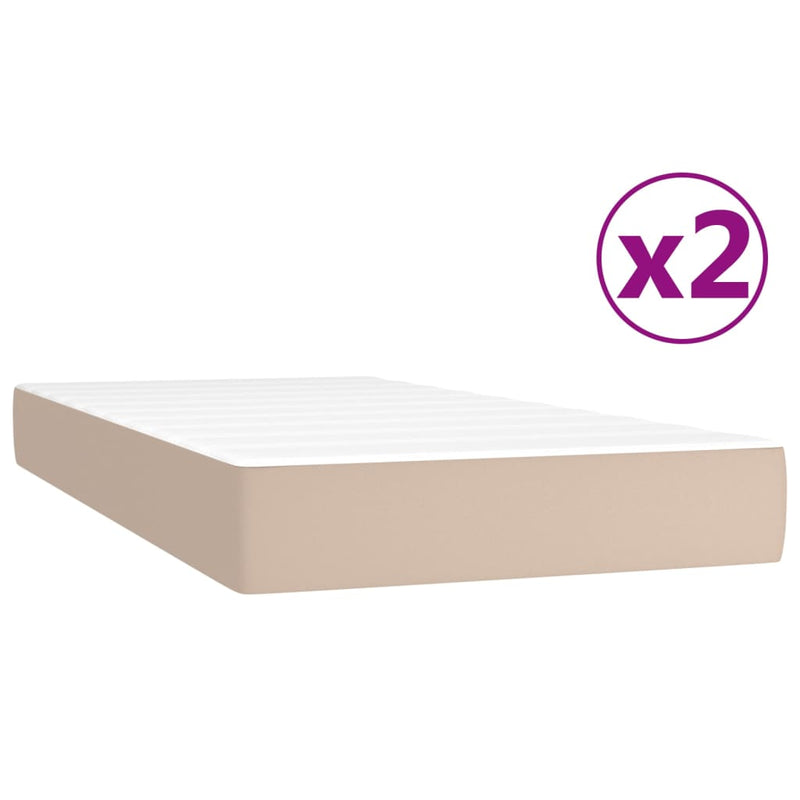 vidaXL cappuccino színű műbőr rugós ágy matraccal 200 x 200 cm