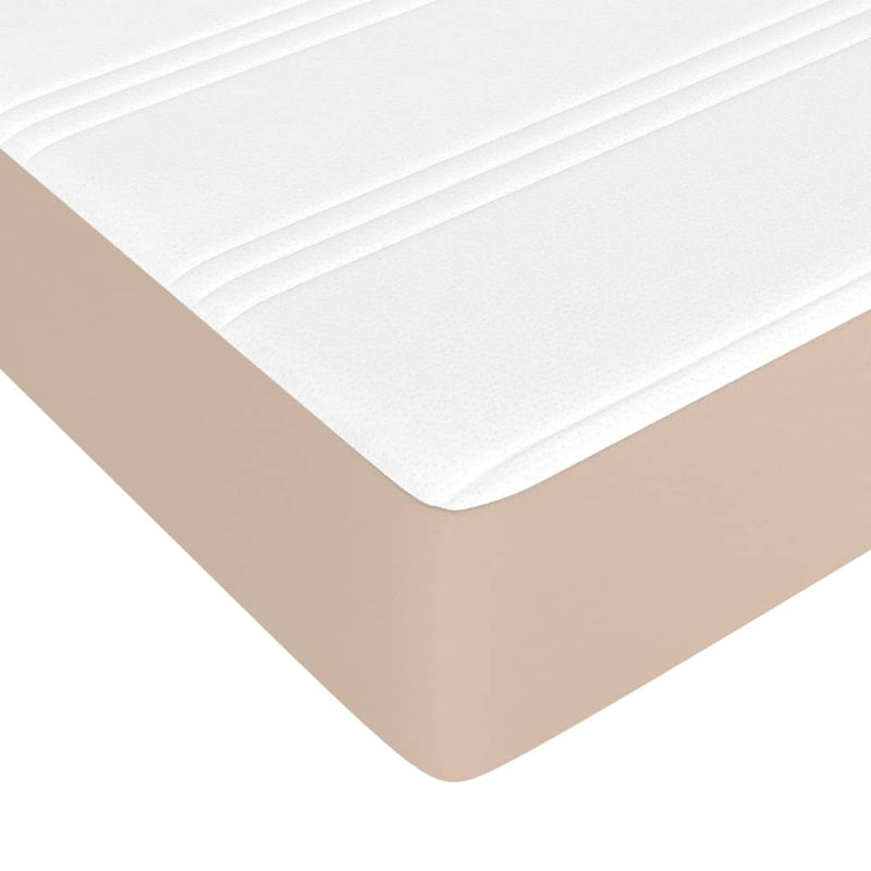 vidaXL cappuccino színű műbőr rugós ágy matraccal 200 x 200 cm