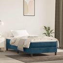 vidaXL sötétkék bársony rugós ágy matraccal 90x190 cm
