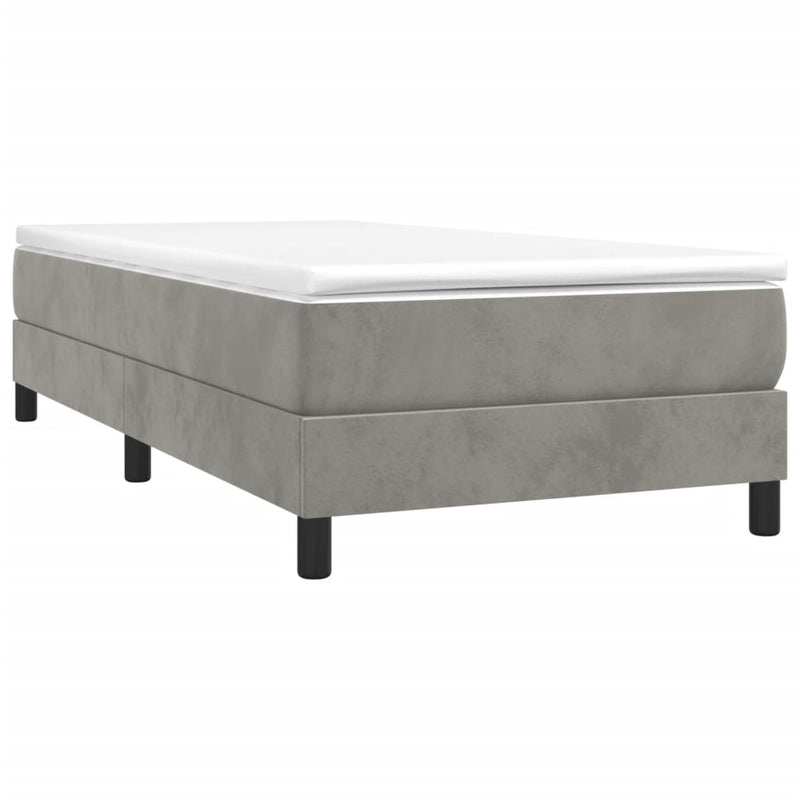 vidaXL világosszürke bársony rugós ágy matraccal 100 x 200 cm