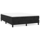 vidaXL fekete bársony rugós ágy matraccal 140 x 190 cm