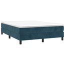 vidaXL sötétkék bársony rugós ágy matraccal 140x190 cm