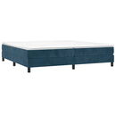 vidaXL sötétkék bársony rugós ágy matraccal 200x200 cm