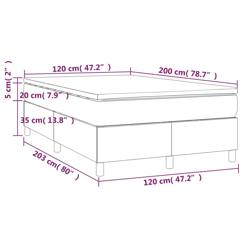 vidaXL sötétbarna szövet rugós ágy matraccal 120 x 200 cm