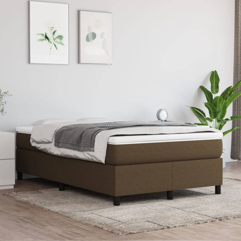 vidaXL sötétbarna szövet rugós ágy matraccal 120 x 200 cm