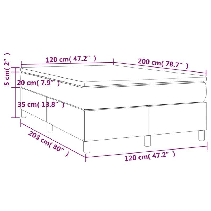 vidaXL sötétszürke szövet rugós ágy matraccal 120 x 200 cm