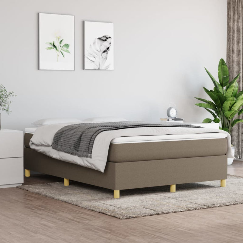 vidaXL tópszínű szövet rugós ágy matraccal 140 x 200 cm