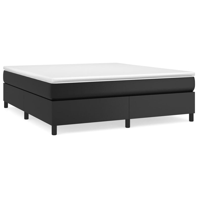 vidaXL fekete műbőr rugós ágy matraccal 180 x 200 cm