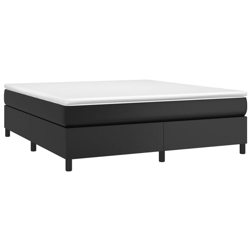 vidaXL fekete műbőr rugós ágy matraccal 180 x 200 cm