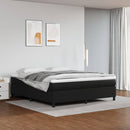 vidaXL fekete műbőr rugós ágy matraccal 180 x 200 cm
