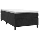 vidaXL fekete bársony rugós ágy matraccal 90 x 200 cm