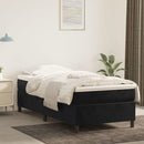 vidaXL fekete bársony rugós ágy matraccal 90 x 200 cm