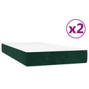 vidaXL sötétzöld bársony rugós ágy matraccal 200x200 cm