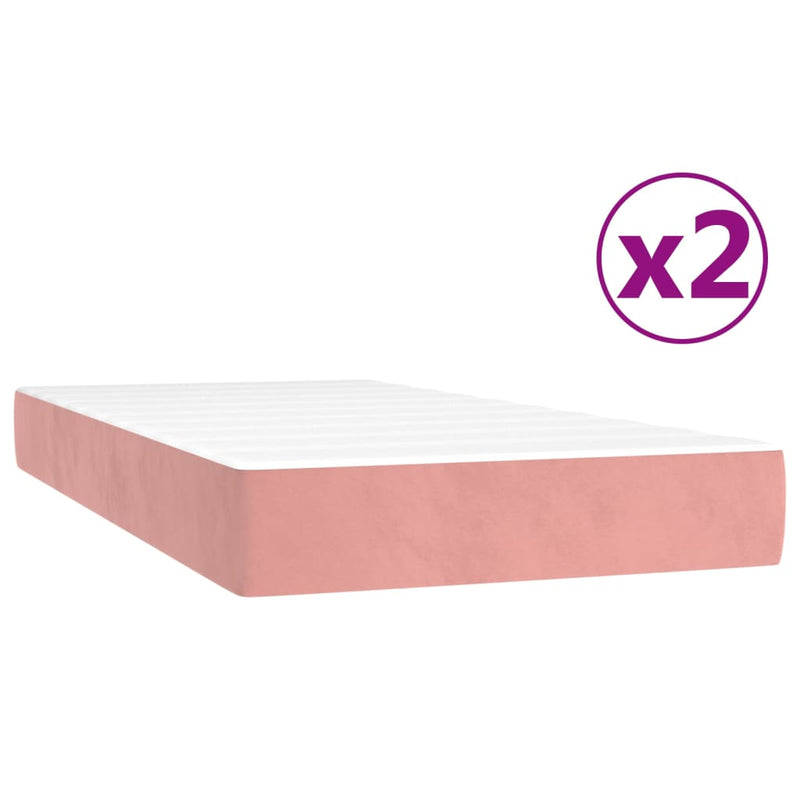 vidaXL rózsaszín bársony rugós ágy matraccal 200x200 cm
