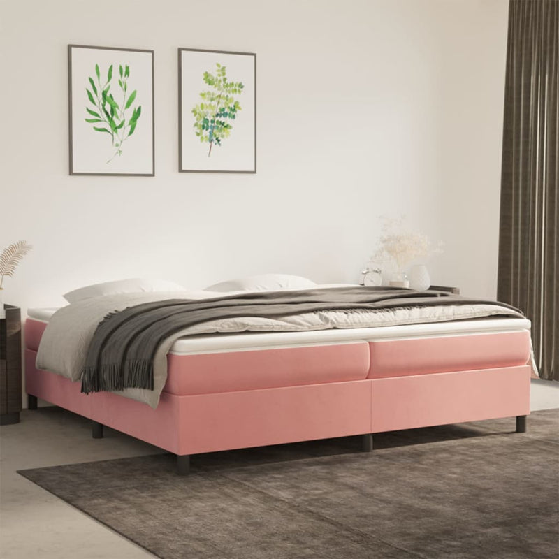 vidaXL rózsaszín bársony rugós ágy matraccal 200x200 cm