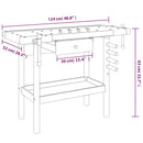 vidaXL tömör akácfa munkapad fiókkal és satuval 124x52x83 cm