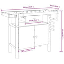 vidaXL tömör akácfa munkapad fiókkal és satuval 124x52x83 cm