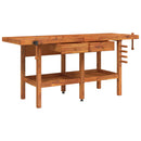vidaXL tömör akácfa munkapad fiókokkal és satukkal 192 x 62 x 83 cm