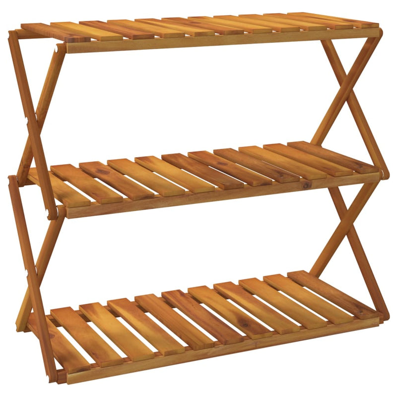 vidaXL 3 szintes barna tömör akácfa összecsukható polc 70 x 31 x 63 cm