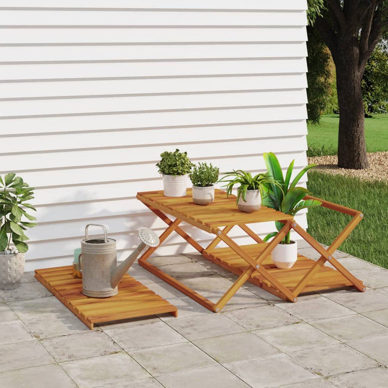 vidaXL 3 szintes barna tömör akácfa összecsukható polc 70 x 31 x 63 cm