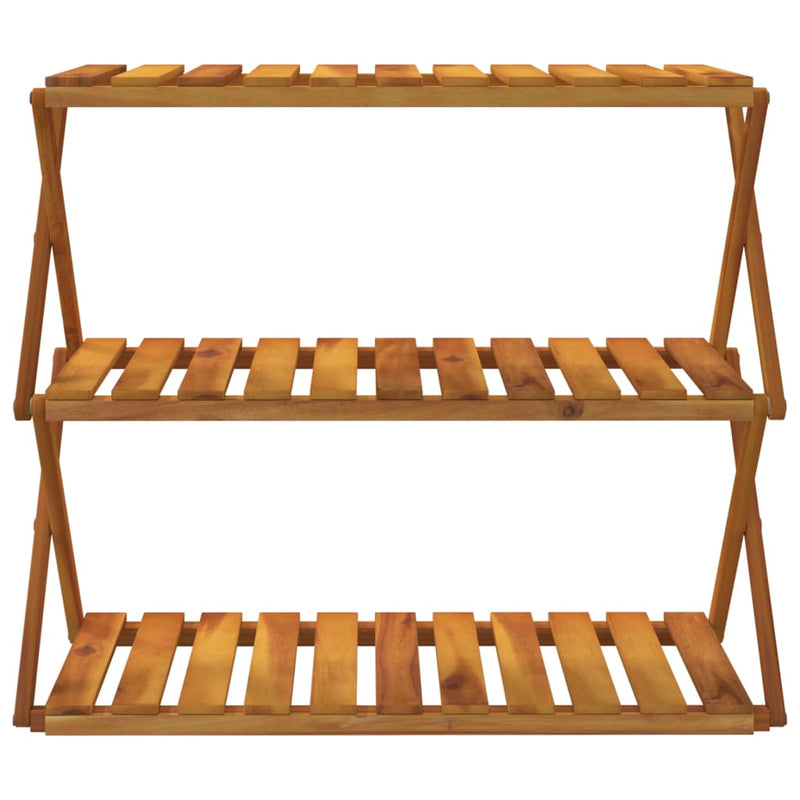 vidaXL 3 szintes barna tömör akácfa összecsukható polc 70 x 31 x 63 cm