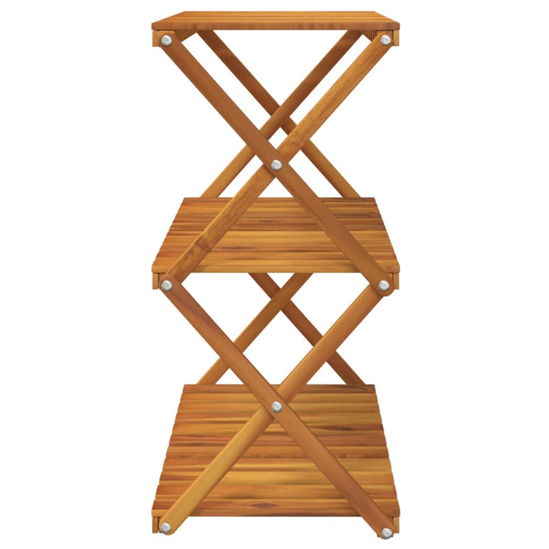vidaXL 3 szintes barna tömör akácfa összecsukható polc 70 x 31 x 63 cm
