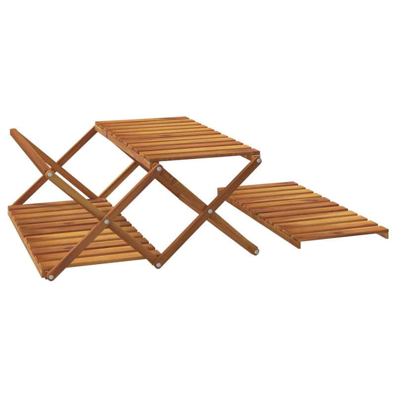 vidaXL 3 szintes barna tömör akácfa összecsukható polc 70 x 31 x 63 cm