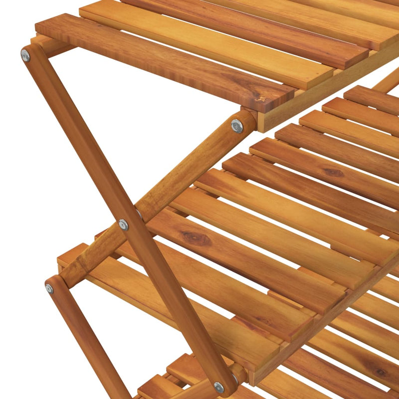 vidaXL 3 szintes barna tömör akácfa összecsukható polc 70 x 31 x 63 cm