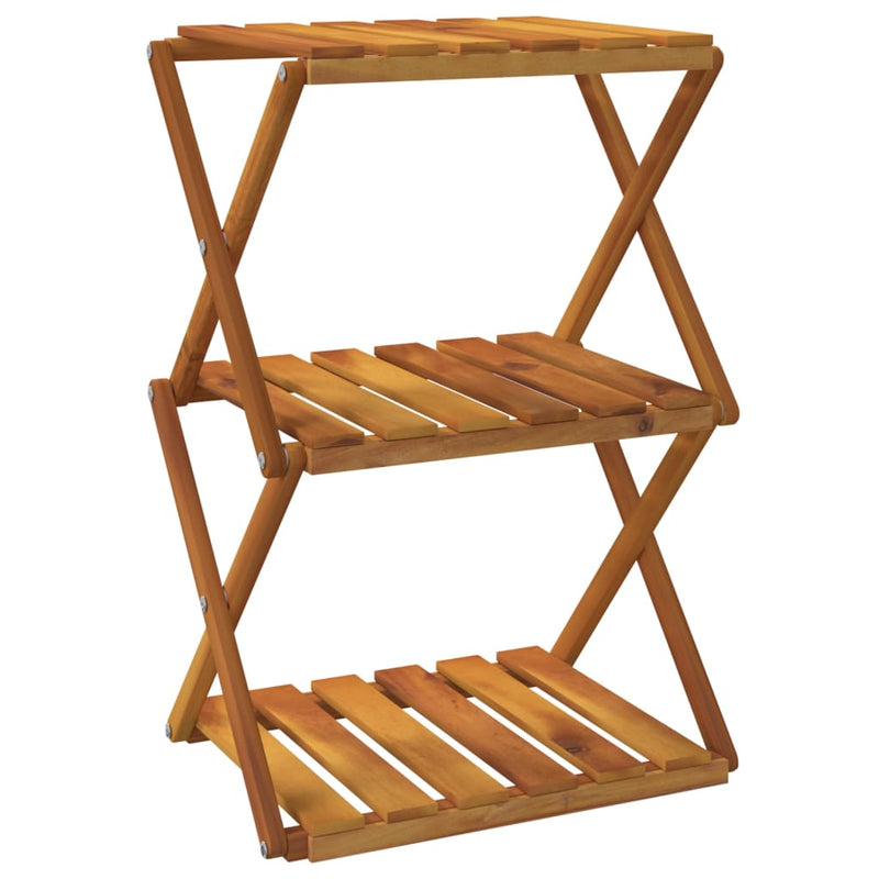 vidaXL 3 szintes barna tömör akácfa összecsukható polc 43 x 31 x 63 cm