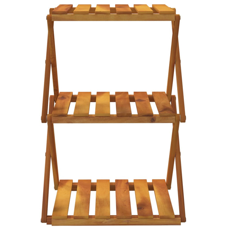 vidaXL 3 szintes barna tömör akácfa összecsukható polc 43 x 31 x 63 cm