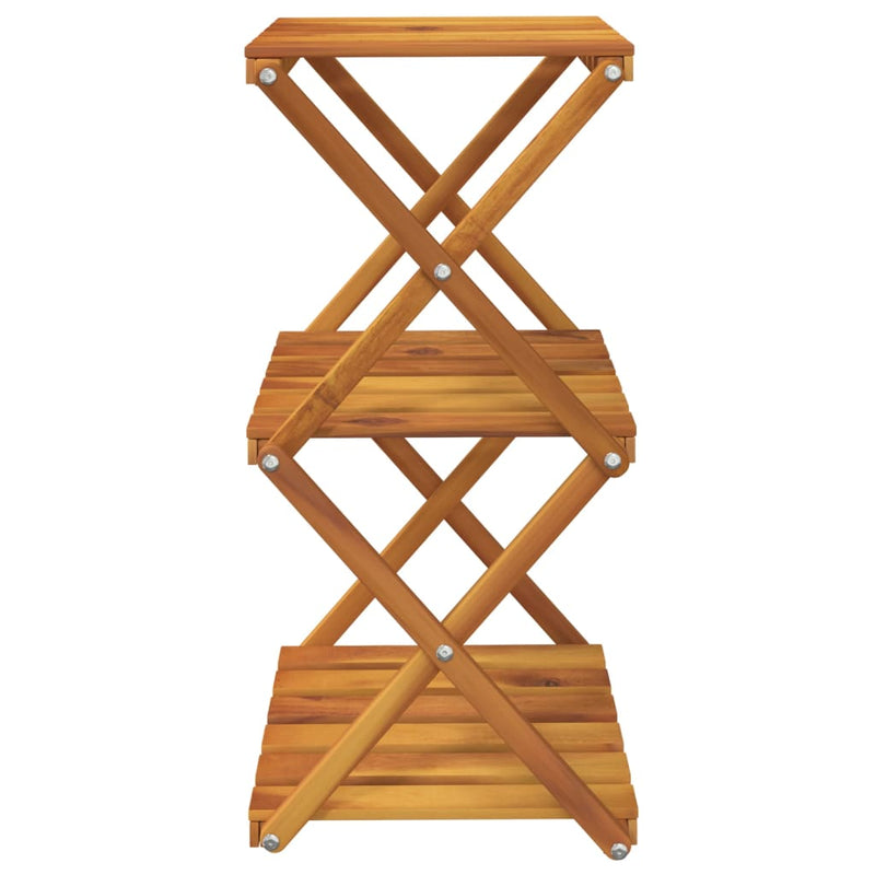 vidaXL 3 szintes barna tömör akácfa összecsukható polc 43 x 31 x 63 cm