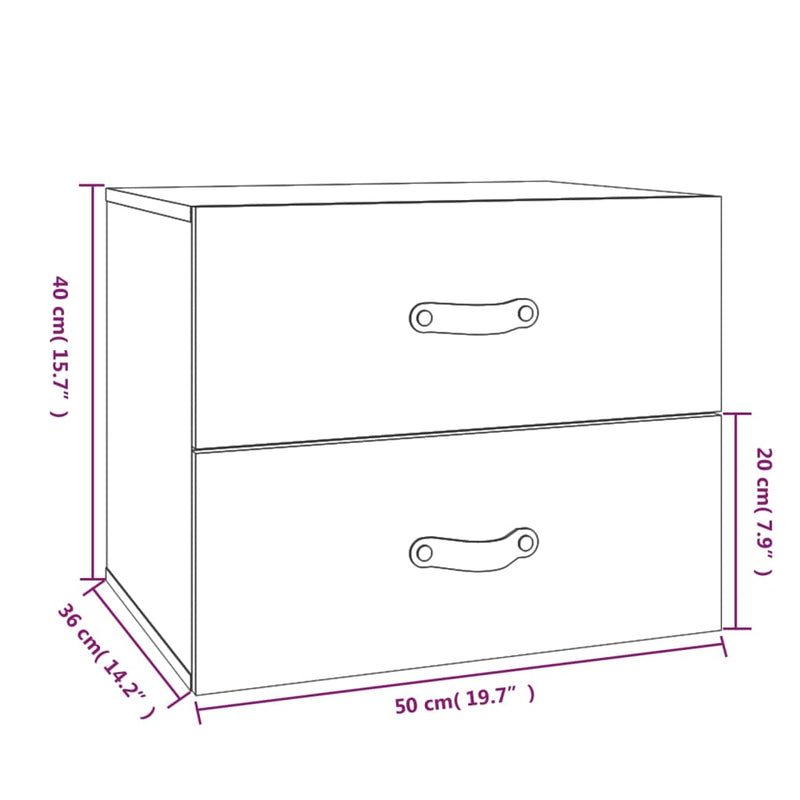 vidaXL 2 db fekete falra szerelhető éjjeliszekrény 50 x 36 x 40 cm