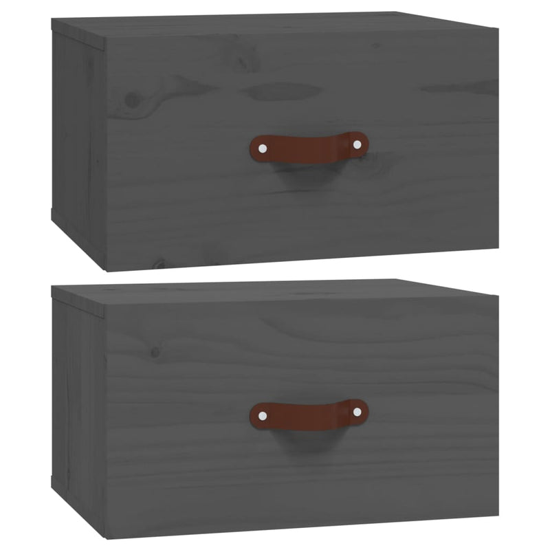 vidaXL 2 db szürke falra szerelhető éjjeliszekrény 40 x 29,5 x 22 cm