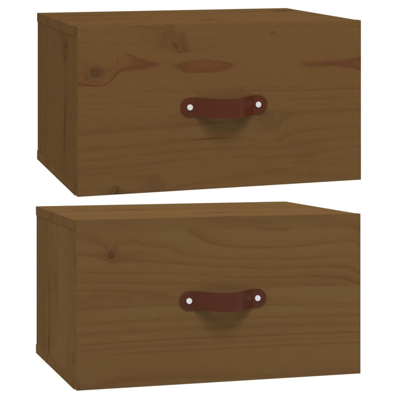 vidaXL 2 db mézbarna falra szerelhető éjjeliszekrény 40 x 29,5 x 22 cm