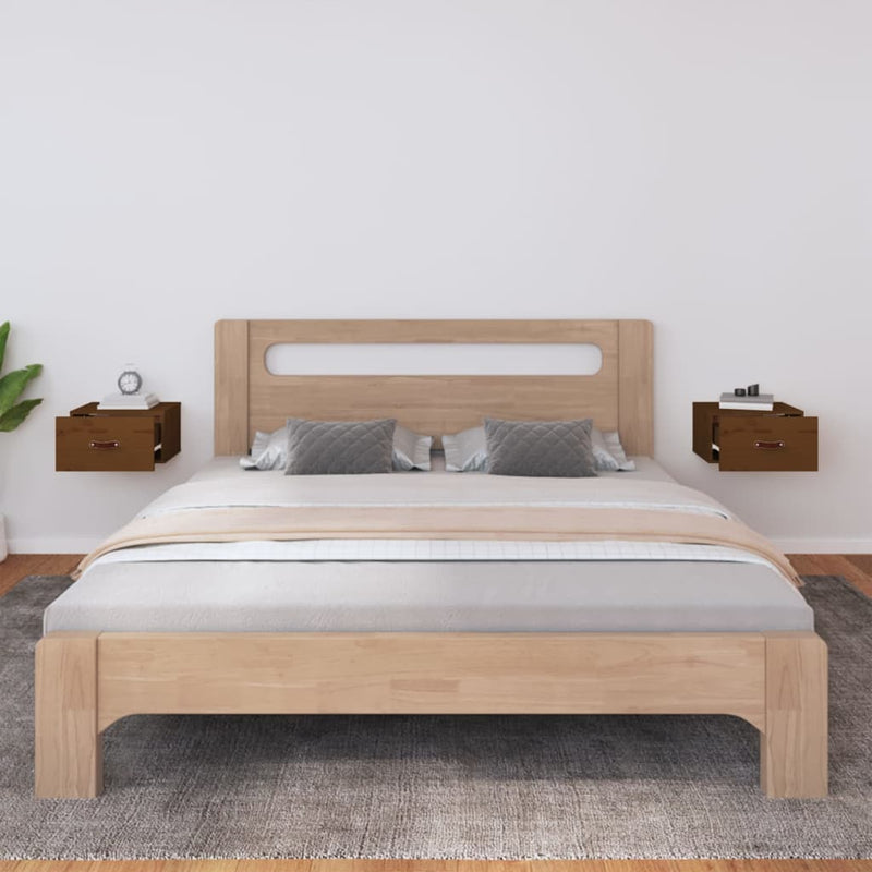 vidaXL 2 db mézbarna falra szerelhető éjjeliszekrény 40 x 29,5 x 22 cm