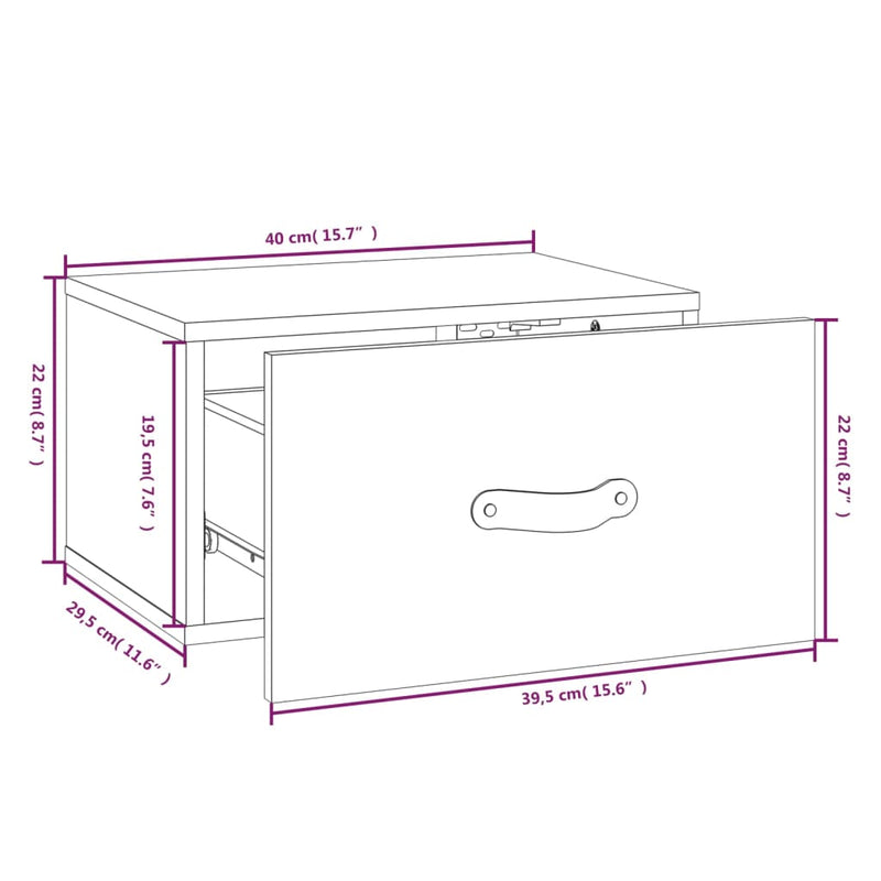vidaXL 2 db mézbarna falra szerelhető éjjeliszekrény 40 x 29,5 x 22 cm