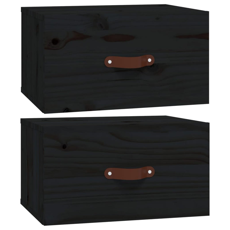 vidaXL 2 db fekete falra szerelhető éjjeliszekrény 40 x 29,5 x 22 cm