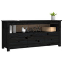 vidaXL fekete tömör fenyőfa TV-szekrény 114 x 35 x 52 cm