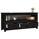 vidaXL fekete tömör fenyőfa TV-szekrény 114 x 35 x 52 cm