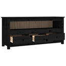 vidaXL fekete tömör fenyőfa TV-szekrény 114 x 35 x 52 cm