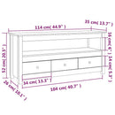 vidaXL fekete tömör fenyőfa TV-szekrény 114 x 35 x 52 cm
